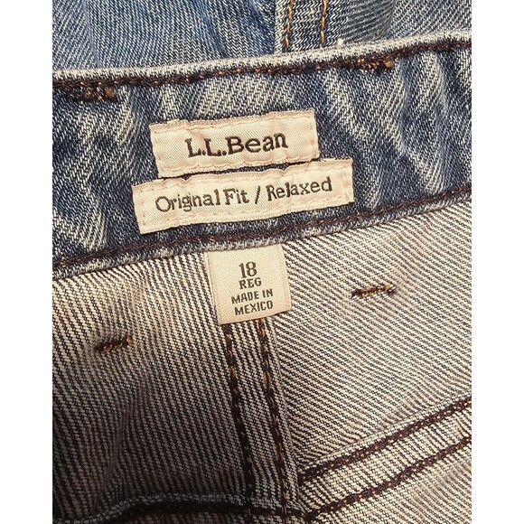 Vintage L.L. Bean Jeans Womens 18R Blue Denim Original Fit Relaxed Elastic Waist - Picture 5 of 9